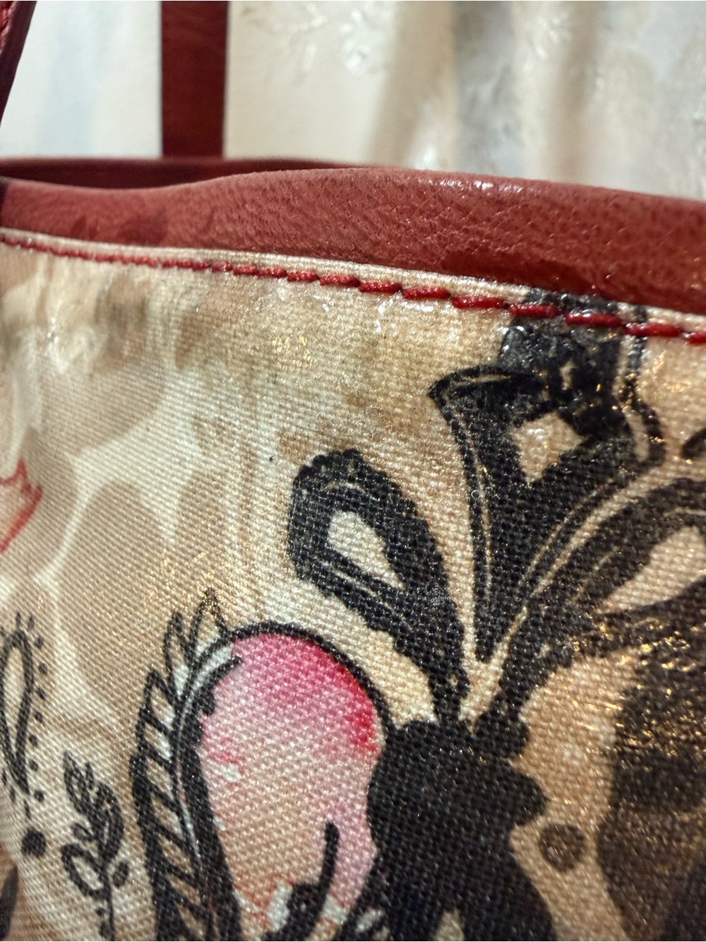 Jimmy Choo Floral Multicolor Tote with Red Handles - Picture 11 of 11